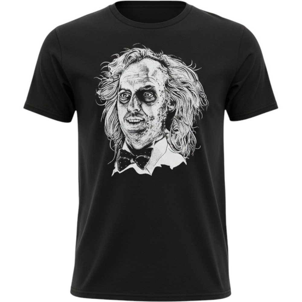 Beetlejuice Graphic T-Shirt Mens Medium Black Movie Promo Short Sleeve Tee